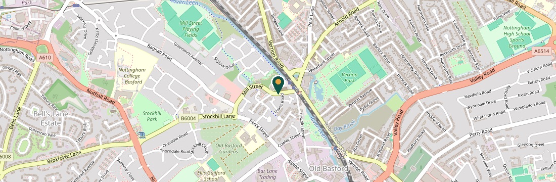 Map showing our location on David Lane, Old Basford, Nottingham NG6 0JU